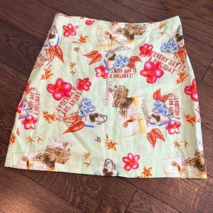 NEW Dandy by Randi M Linen Floral Hawaiian Print Mini Skirt Luau Size 12